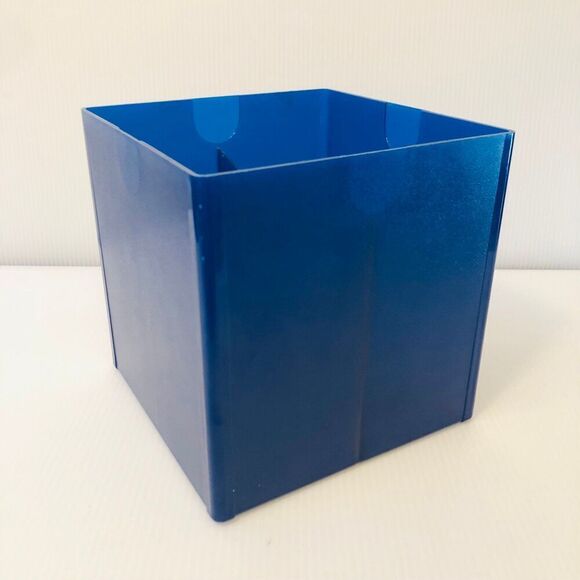Retro Style Cobalt Blue Hard Plastic Cubed Storage Bin - Picture 1 of 6